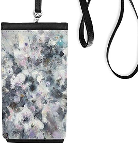 Зимско масло за сликање уметност Мртва живот цвет телефонски паричник чанта што виси мобилна торбичка црн џеб