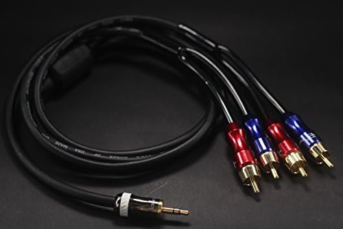 KK-A3.5TO4 HIFI Кабел Професионален кабел, 3,5 мм машки до 4-машки RCA аудио адаптер кабел, кабел за стерео аудио сплитер, златен позлатен