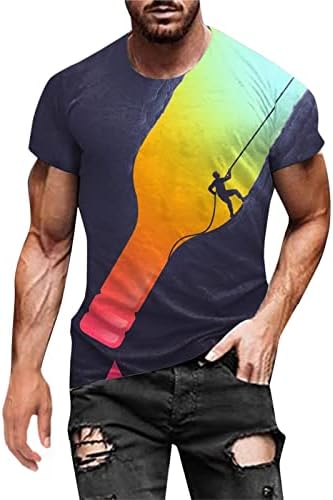 Маица за мажи 3Д мачка печати летна маица Менс смешни графички маички лабави блузи кратки ракави екипаж на атлетски кошули