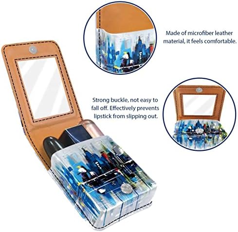 Кармин за шминка ОРИУКАН торба ЗА кармин со огледало пренослива торбичка за складирање кармин организатор за складирање на сјај за усни, Апстрактно Уметничко Слик