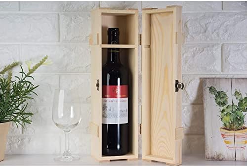 Дрвена кутија за вино од вино за поделба или деми шишиња со вино, единечна кутија за подароци за вино со затворач за подароци за роденденска