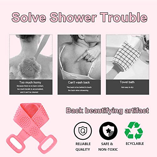 Силиконски грб за туширање, четка за пешкир за бања, ексфолирајќи го телото на телото на кожата и мажите, лентата за чистење на