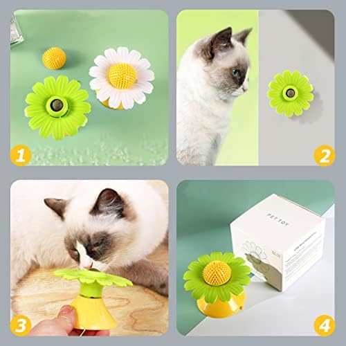 Ipetboom мачка третирај играчка играчка зелена мачка за забни миленичиња мачки играчки топки во форма на цвеќиња цветни wallидови ротирачки јадење