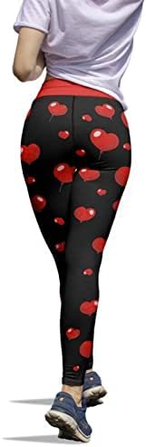 Bblulu жени хеланки на Денот на в Valentубените печатени јога панталони со висока половината лабава атлетска салата панталони џогер хулахопки