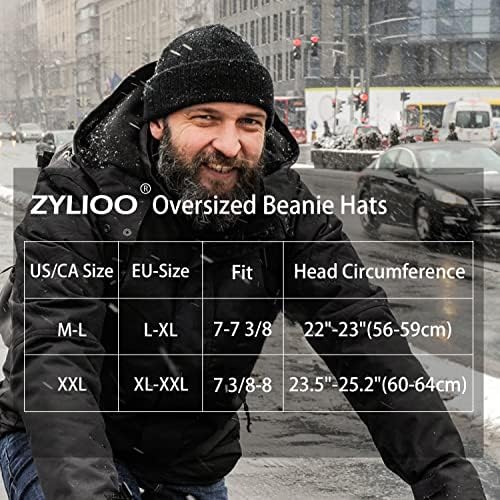 Zylioo Guessize XXL Beanie Cap со краток оброк, визир топла манжетна капа, голема капа за зимски часовник