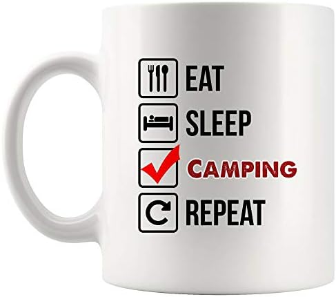 Јадете спиење Повторете кампување чаша чаша чај чај чаши подарок | Идеи за подароци деца деца патуваат пријател кампер туристички водич