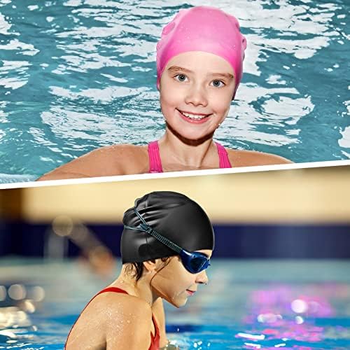 3 Парчиња Детски Капачиња За Пливање За Долга Коса Силиконска Капа За Пливање За Девојчиња Момчиња Деца Тинејџери Со Долга Кадрава Коса Плетенки
