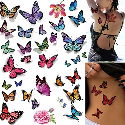 Пеперутка Привремени Тетоважи, 150 Различни Стилови Пеперутка Тетоважи Налепници Водоотпорен 3Д Тетоважа За Деца Жени Роденденски