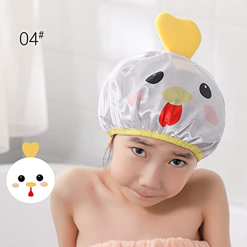 Капа за туширање за туширање за бања дизајнирани за бебе, деца, деца, долга/густа коса, симпатична, водоотпорна, цртана животно, капа за капење