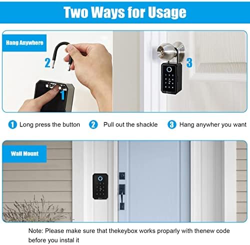 LinkStyle Matrix Smart Key Block Box, безжичен Bluetooth Отворено безбедносно копче безбедно за клучеви за куќи, Realtors и домаќини на Airbnb со 4 режими на заклучување (апликација, отпечаток ?