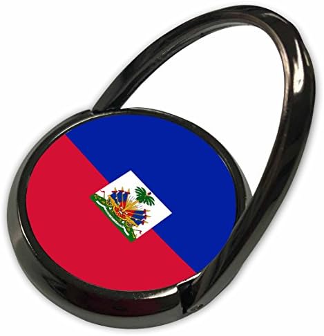 3DROSE INSPISIONZSTORE FLAGS - Знаме на Хаити - Темна морнарица сина и црвена со Хаити со грб - Карипски светски сувенир - Телефонски прстен