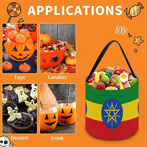 Знаме на Етиопија Смешен трик за Ноќта на вештерките или третирајте корпа за бонбони за корпи торбичка за рачка за декорација