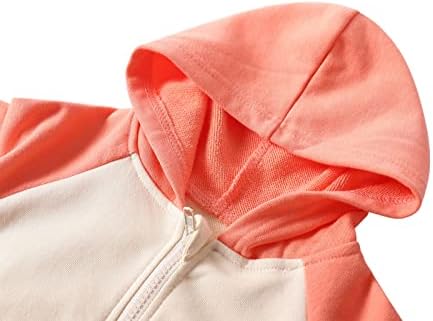 Дете мали девојчиња поштедат џемпер деца Француски тери качулки во боја блок за надворешна облека за надворешни работи