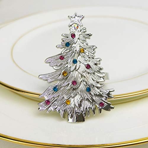 Nuobesty Retro Decor 2pcs Божиќни салфетки држачи Rhinestone xmas дрво салфетки прстени сервисери прстени за Божиќна празничка забава материјали