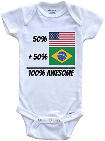 50% Американски плус 50% Бразил е еднаков на прекрасно слатко слатко бразилско знаме едно парче бебешко тело