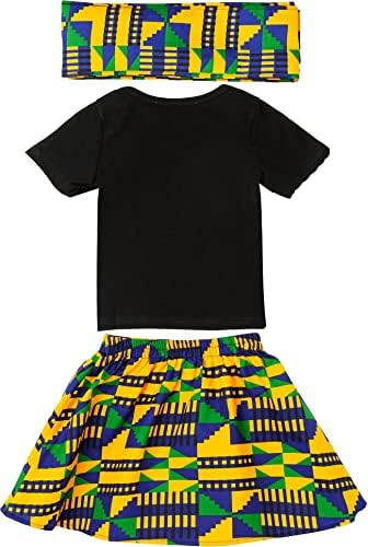 Шенболен бебе девојче африканско печатење облека анкара здолниште Топ сет