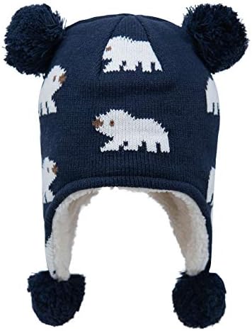 Еризо бебе момчиња Зимска капа руно нареди топло плетено детско капаче со уво