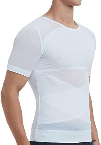 Isup Mens Slimming Body Shaper кошула кошула компресија на абдомен на абдомен Краток ракав скријте ја маглата под контрола на стомакот