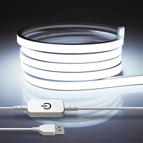CHNMALITAI 5V USB LED Неонски Светла Лента, Бела Затемнета Јаже Светла, 6.56 стапки НЕОНСКИ COB Led Лента Светлина, Флекс Водоотпорен
