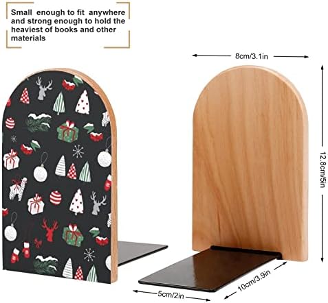 Среќен Божиќ Модел Книги Декоративни Печати Дрво Книга Завршува За Полица Пакет од 1 Пар