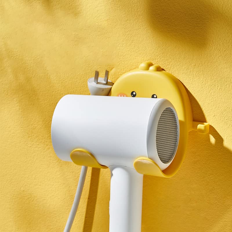 Adilaidun 5pcs Малку жолта патка за фен за коса, креативна фен за коса, бања без употреба5pcs 小 黄鸭 机架 创意 电 吹风 挂架 卫生间 免 打孔 壁