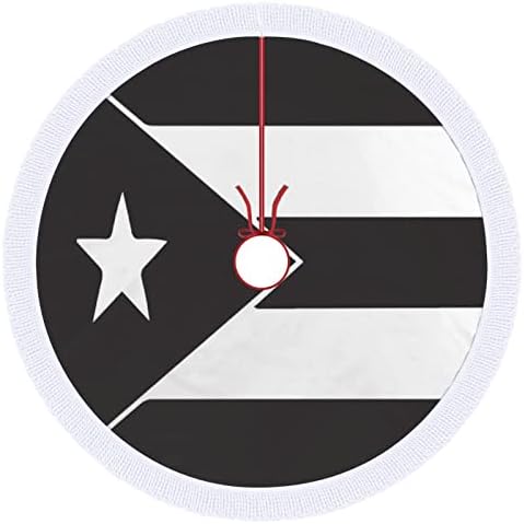 Црно Порторико Знаме Печати Елка Здолниште Со Помпон За Среќен Божиќ Партија Под Елка