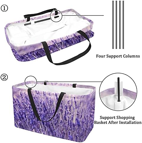 Lorvies lavender цвет мавта виолетова еднократна издржлива торба за купување намирници - Тешка голема структурирана тота