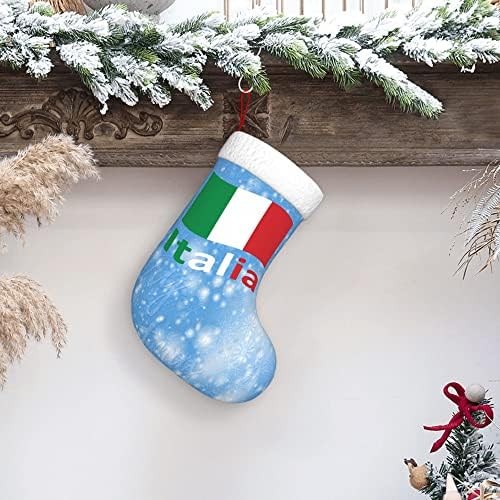 QG ZZX Божиќни чорапи со бела супер мека каплива манжетна италијанска знаме Божиќни чорапи Божиќни украси порибување