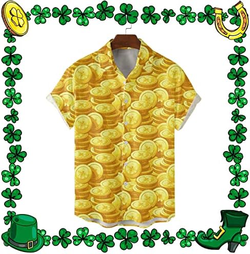 ВОЦАЧИ Св. Патрик Денот на копчето надолу со кошули со кратки ракави Обични кошули зелена смешна графичка плус големина куглање