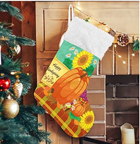 Божиќни чорапи на Алаза Среќна Денот на благодарноста Класик Персонализирани големи декорации за порибување за семејни празници за забави