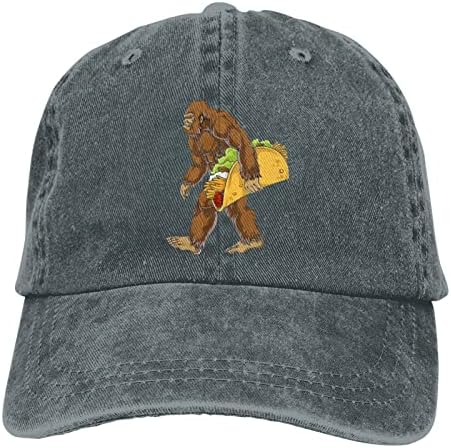 Bigfoot Sasquatch Носење Тако Бејзбол Капи Смешни Унисекс Мека Каскет Капа Мода Тексас Капа Гроздобер Прилагодлив Црн