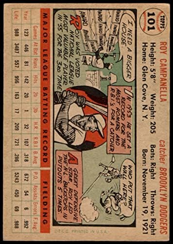 1956 Топпс 101 Wht Roy Campanella Brooklyn Dodgers сиромашен Доџерс