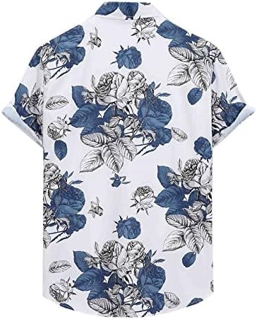 Летна обична кошула за мажи Хавајски Сандбач Кратки ракави маица ја исклучуваат јаката лабава обична маичка на врвот