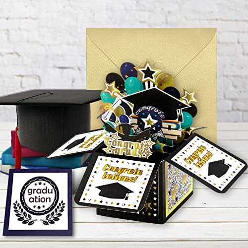 MCZAN POP UP дипломирана картичка, 3Д дипломирање Поп -картичка за дипломирање, честитка за дипломирање, со плик, подарок за дипломирање
