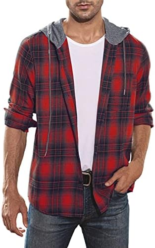 Xxbr 2023 Нови мажи карирани печати обична кошула со качулка јака со долга ракав кошула мала куќа