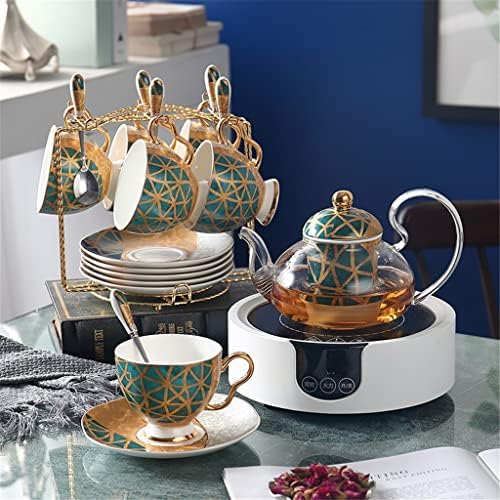ZLXDP Златно доба коска од кинески чај чај чај керамички чаша дома попладне чај сет загреано стакло цвет чајник