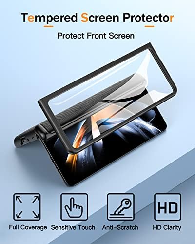 BXYJY За Samsung Galaxy Z Fold 4 5g Паричник Случај со HD Екран Заштитник/Држач За Кредитна Картичка/Заштита На Објективот На Камерата/Kickstand,