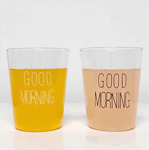 Добро утро стаклени чаши, кул новини чаши чаши и чаши за кафе, најдобар роденден и Божиќен подарок.Сеф од 2, Whith & Black