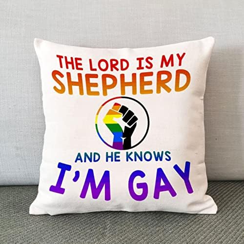 Виножито гордост геј лезбејски ист пол ЛГБТК фрлајте перница покритие Господ е мојот овчар и тој знае дека сум геј перница кутија за перница