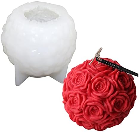 Голема розова топка од розово калапот 3Д розово цветна калап за правење свеќи со рачно изработен силиконски сапун од смола од смола,