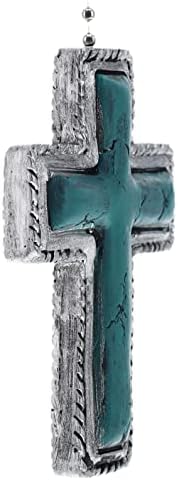Врвен крст од месинг - Faux антички сребро и тиркизен тавански вентилатор за влечење на вентилаторот - Spirtual Isuse Art