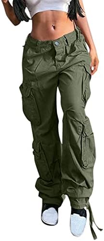 Womenените со високи половини, баги карго панталони, карго фармерки џогер џеб лабав се вклопуваат директно широки нозе со панталони