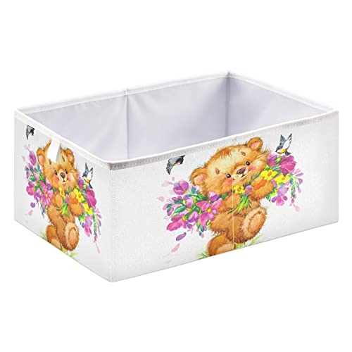 Цвеќиња со мечка за мечка, корпи за складирање, кои се склопуваат водоотпорна корпа за играчки за канти за организатор на коцка