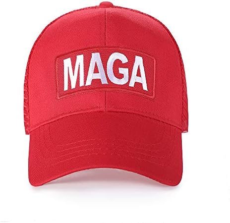 За жените, Доналд Трамп 2024 Мага Висока конска опашка за бејзбол капа црвена мрежа тато капа за жени