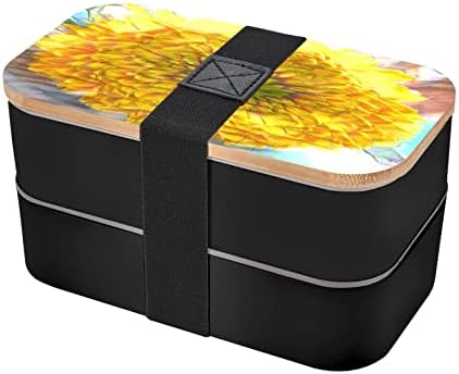 Голема кутија за сончогледи со сончогледи-кутија со бенто кутија со кутија за ручек со прибор за јадење со прибор за јадење 40oz јапонски бенто