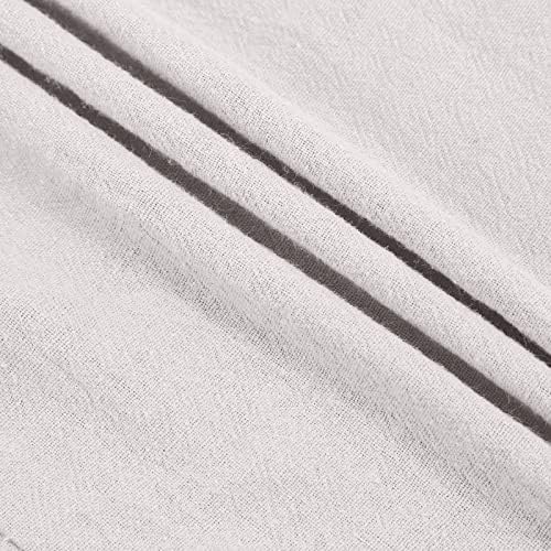 Meymia omeенски памучни постелнина панталони со висок пораст удобна мапа печатена пантолона пушка од лабава лабава вклопена исечена