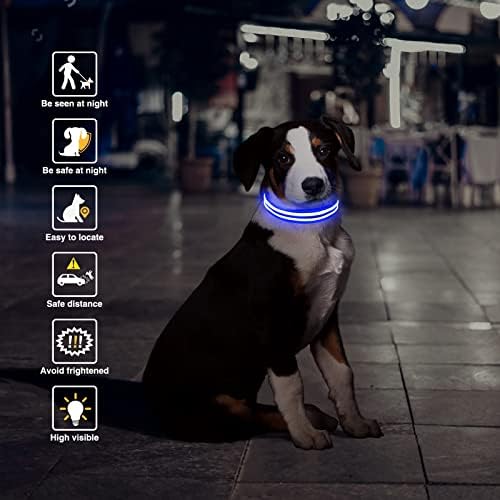 LED јака за кучиња, Masbrill Light Up Dog Cooke USB USB полнење водоотпорни блескави јаки, трепкачки јака за кучиња за ноќна безбедност, 4 бои