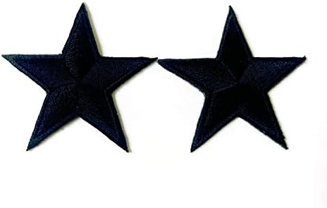 Сет од 2 мали. Мини црна starвезда ранг -знак симбол симпатична закрпи за лого на цртани филмови шијат железо на извезена апликација