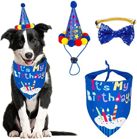 Управил за роденденска забава Адогиго куче, куче момче роденденска капа бандана кутија поставена за мали миленичиња со средни кучиња