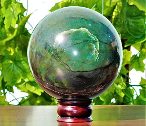 Полиран природен африкански зелен жад кристал чакри заздравувајќи метафизички камена сфера Голема скапоцен камен Медитација Фенг Шуи Аура затворен